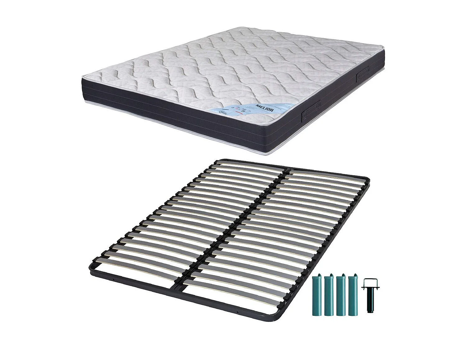 Matelas et sommier 160x200 Mousse - Melior - Soutien ferme - Fabriqué en France