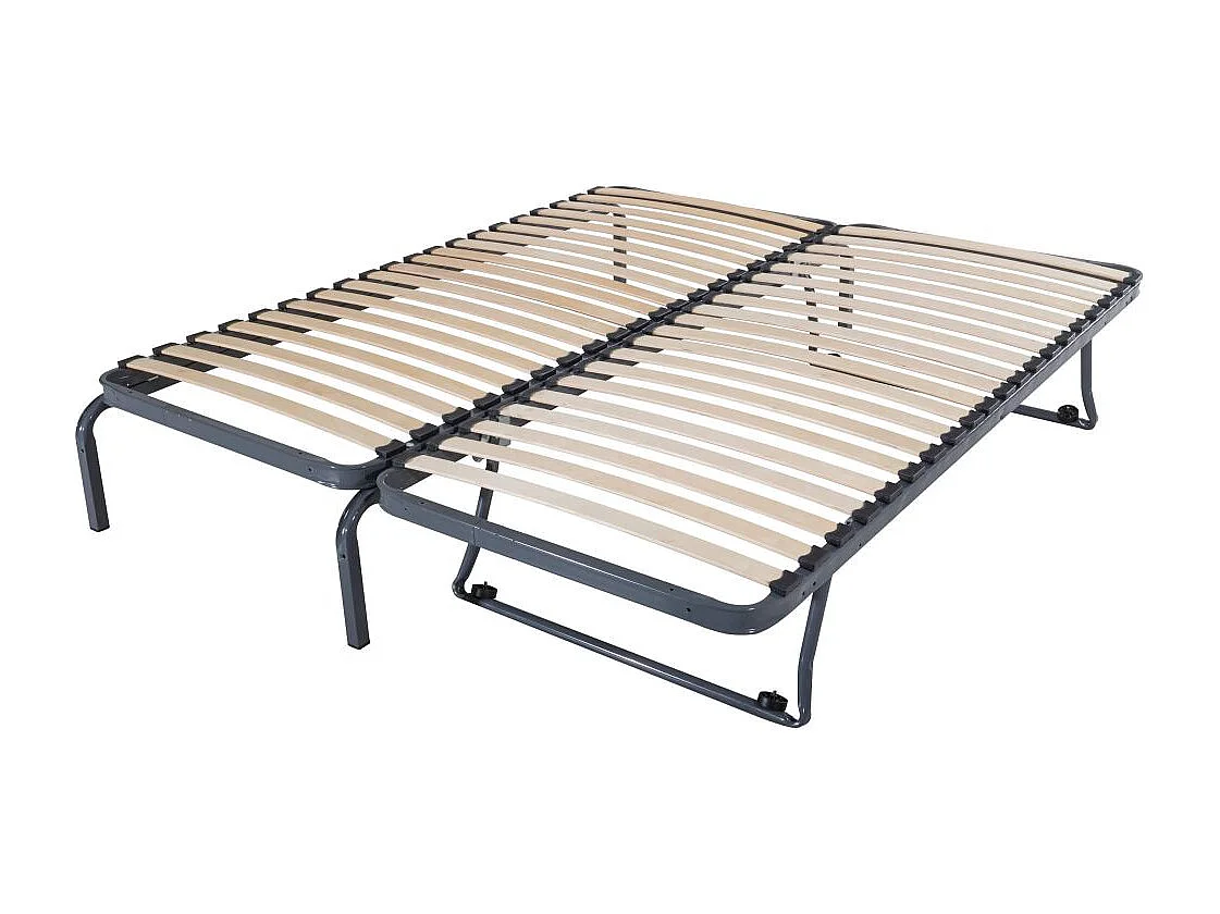 Ensemble lit gigogne métal 90x190 - 20 lattes bois - Gain de place - Made in France