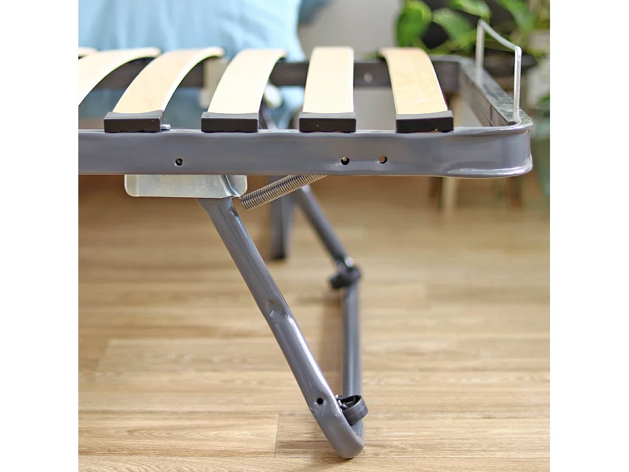 Sommier en métal gigogne 90x190 - 20 lattes bois - Gain de place - Made in France