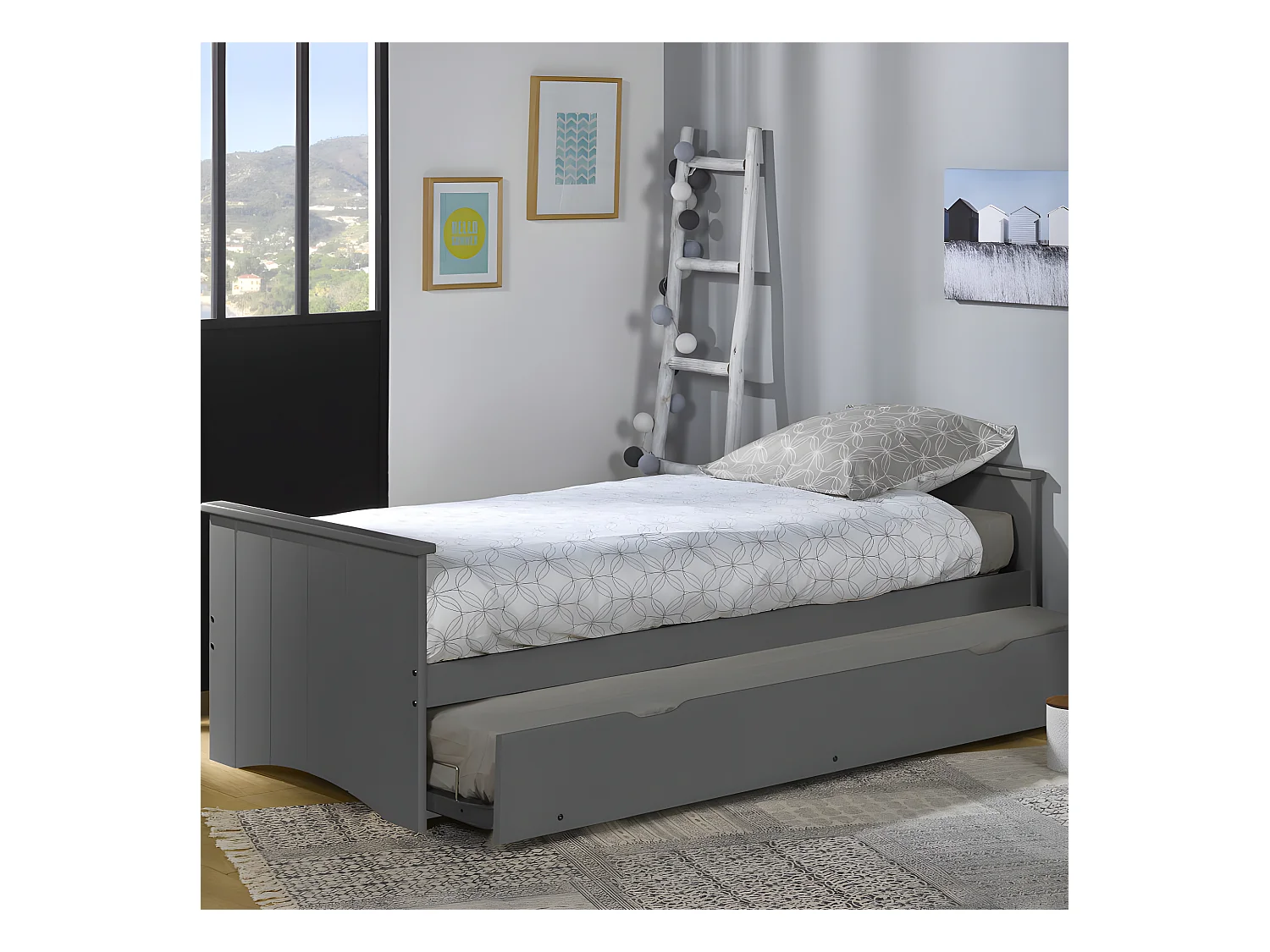 Lit gigogne 80x190 bois gris