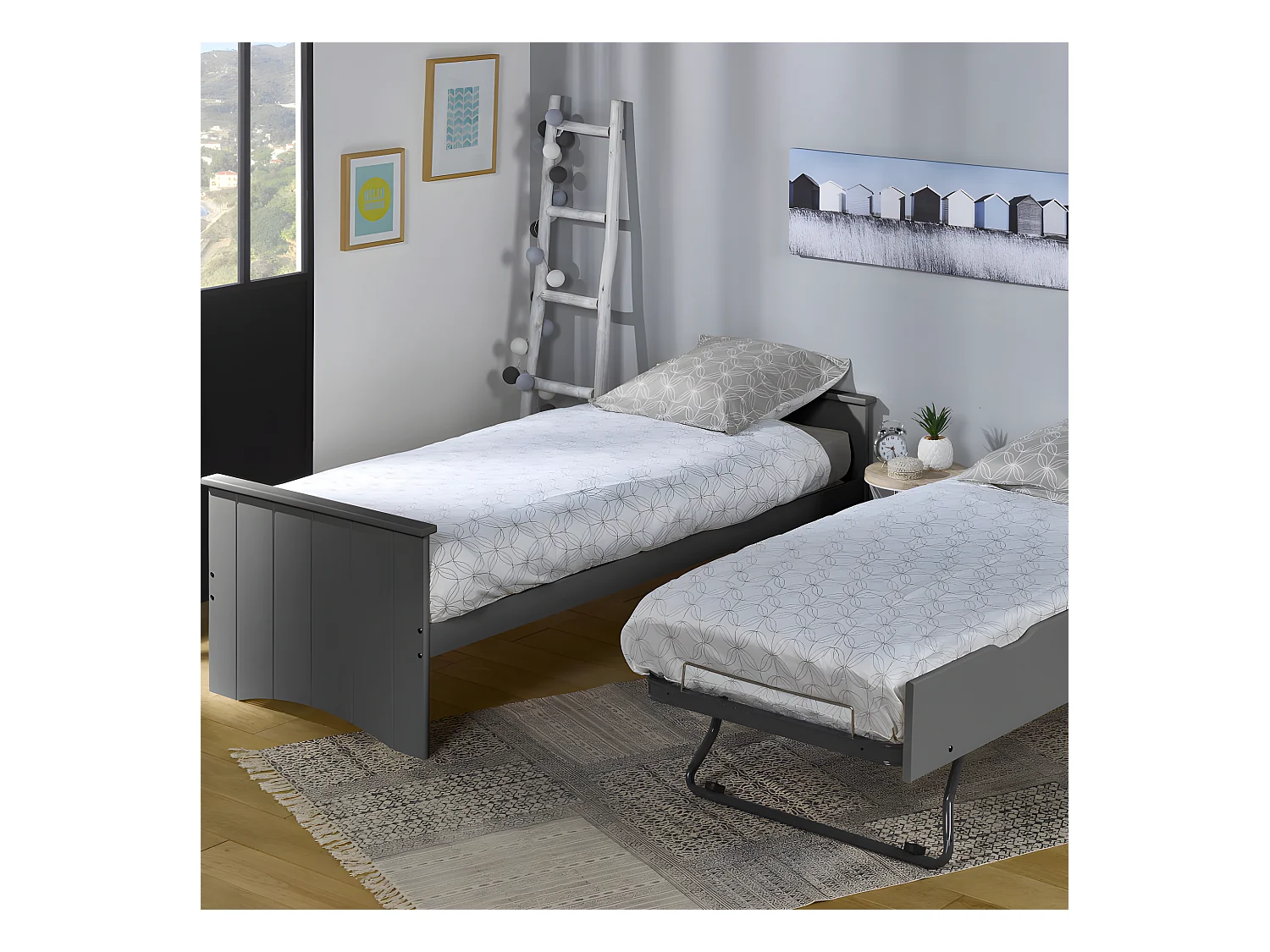 Lit gigogne 80x190 bois gris