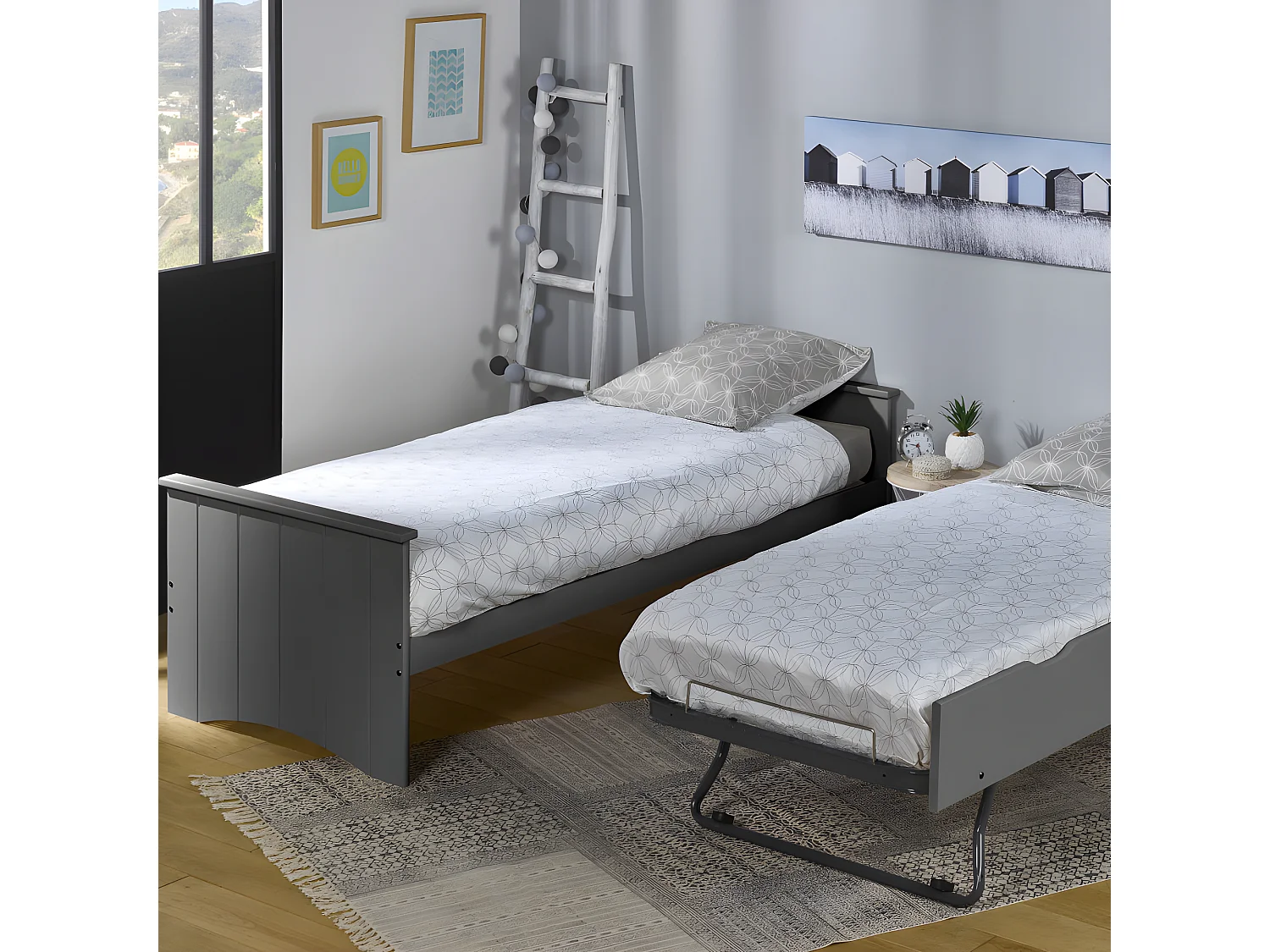 Lit gigogne 80x190 bois gris