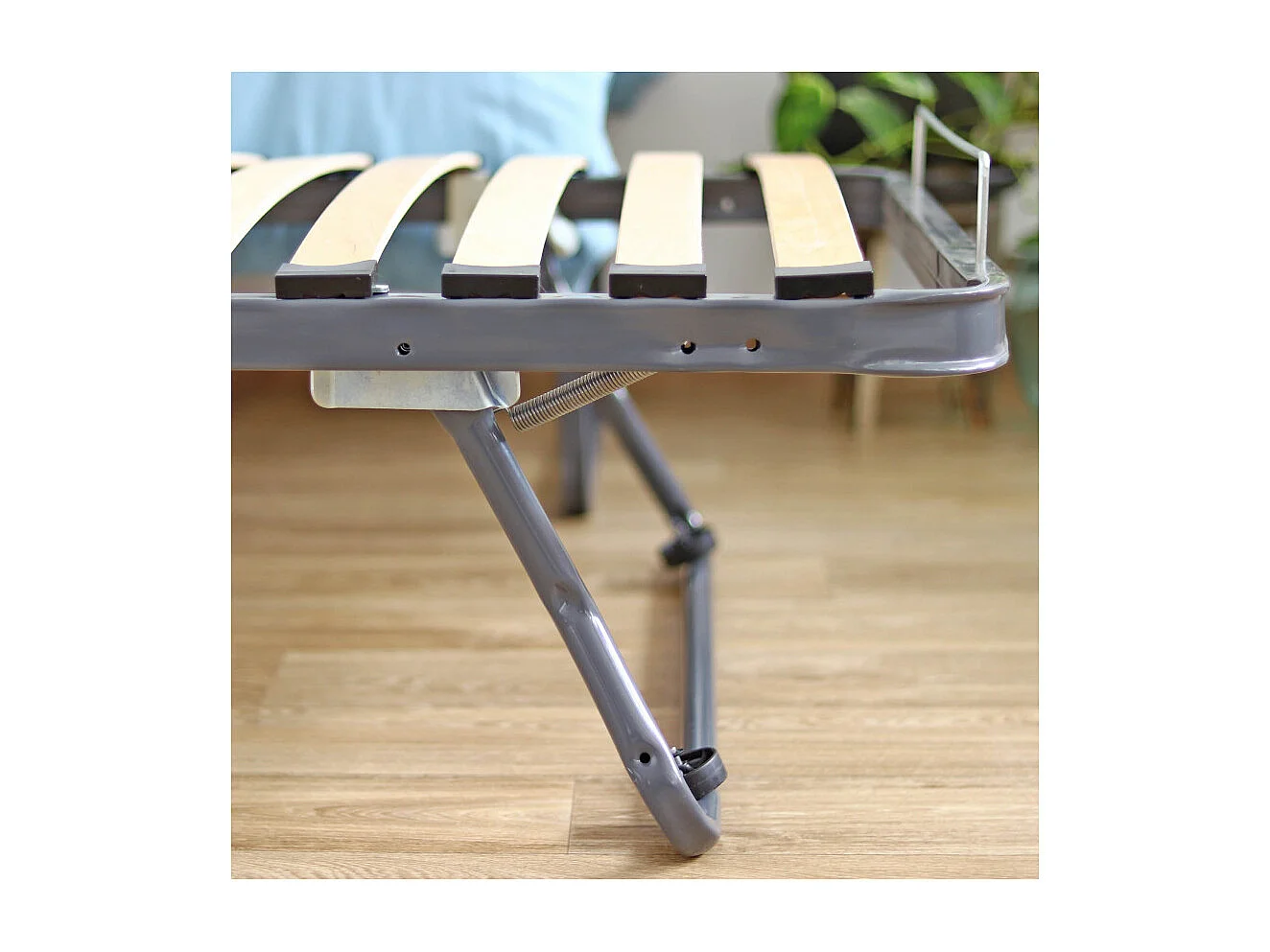 Ensemble lit gigogne métal 80x190 - 20 lattes bois - Gain de place - Made in France