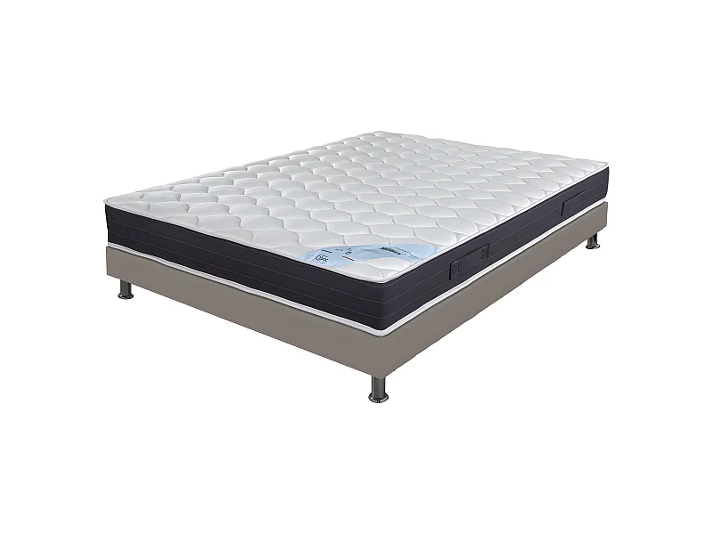 Matelas et sommier 120x190 Ressorts - Rubis - Soutien très ferme - Simili taupe