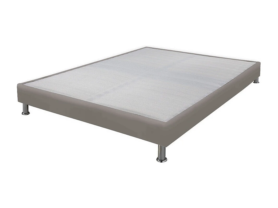 Matelas + sommier tapissier 140x200 Mousse - Melior - Soutien ferme - Simili taupe
