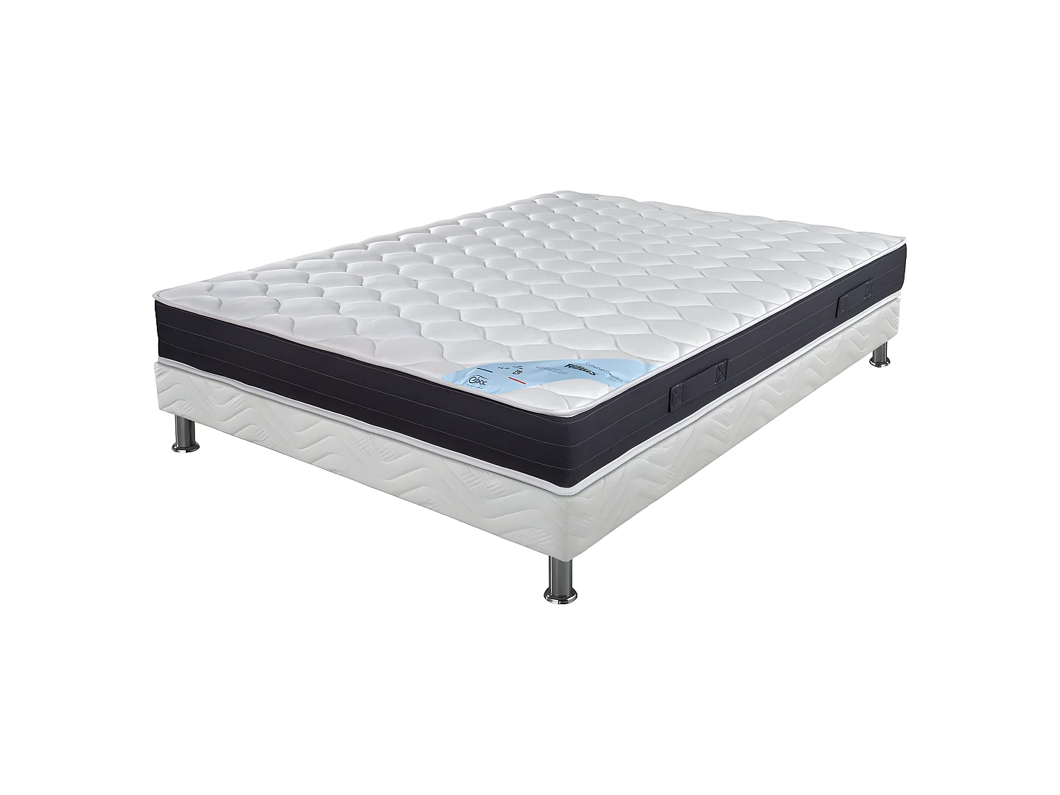 Matelas + sommier tapissier 140x190 Ressorts - Rubis - Soutien très ferme - Blanc