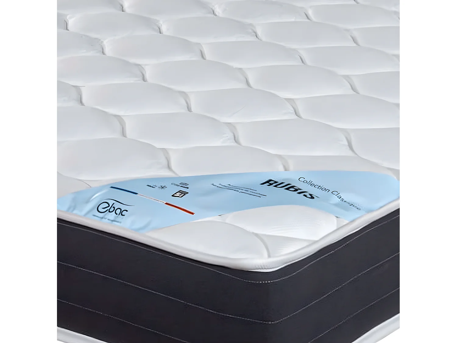 Matelas + sommier tapissier 80x190 Ressorts - Rubis - Soutien très ferme - Blanc