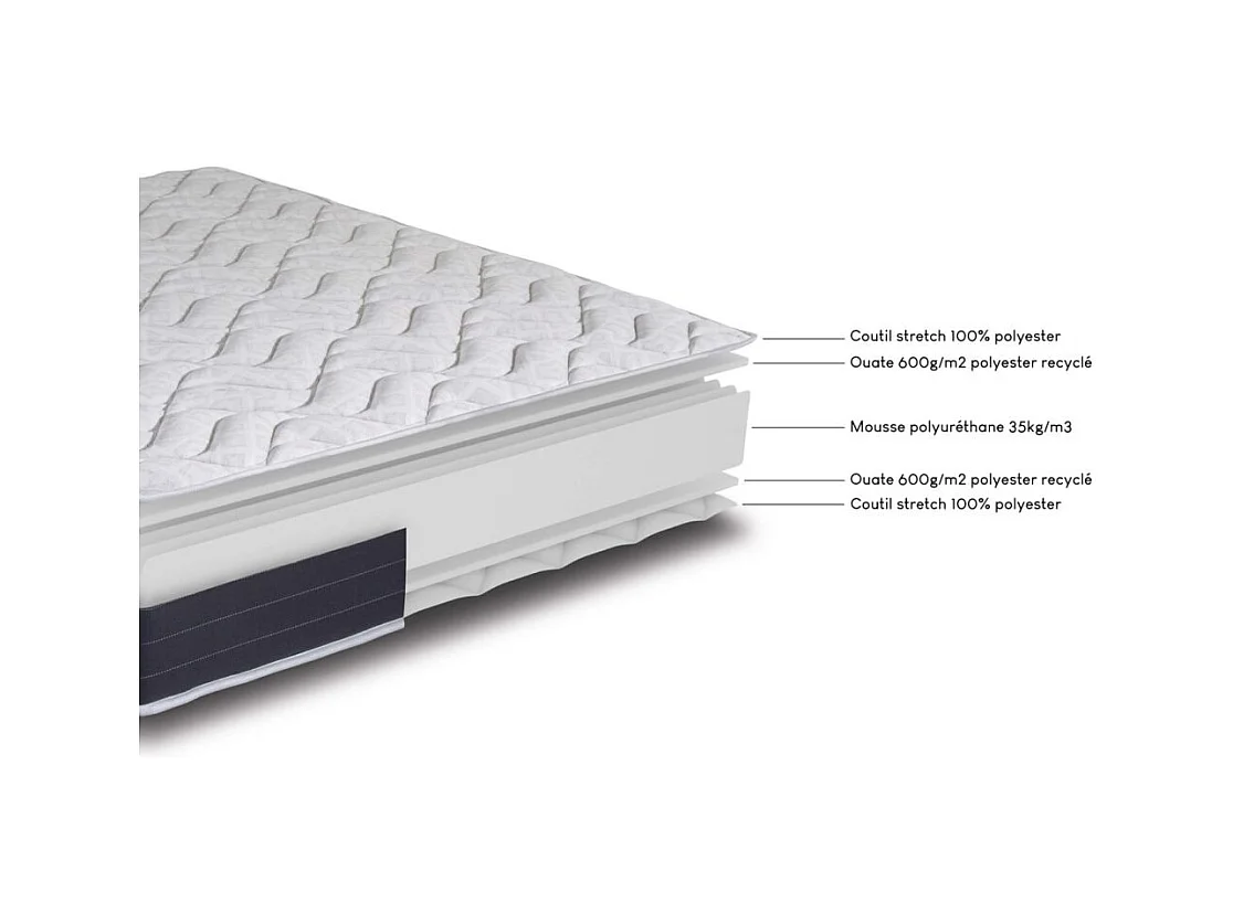 Matelas + sommier tapissier 80x200 Mousse - Melior - Soutien ferme - Gris
