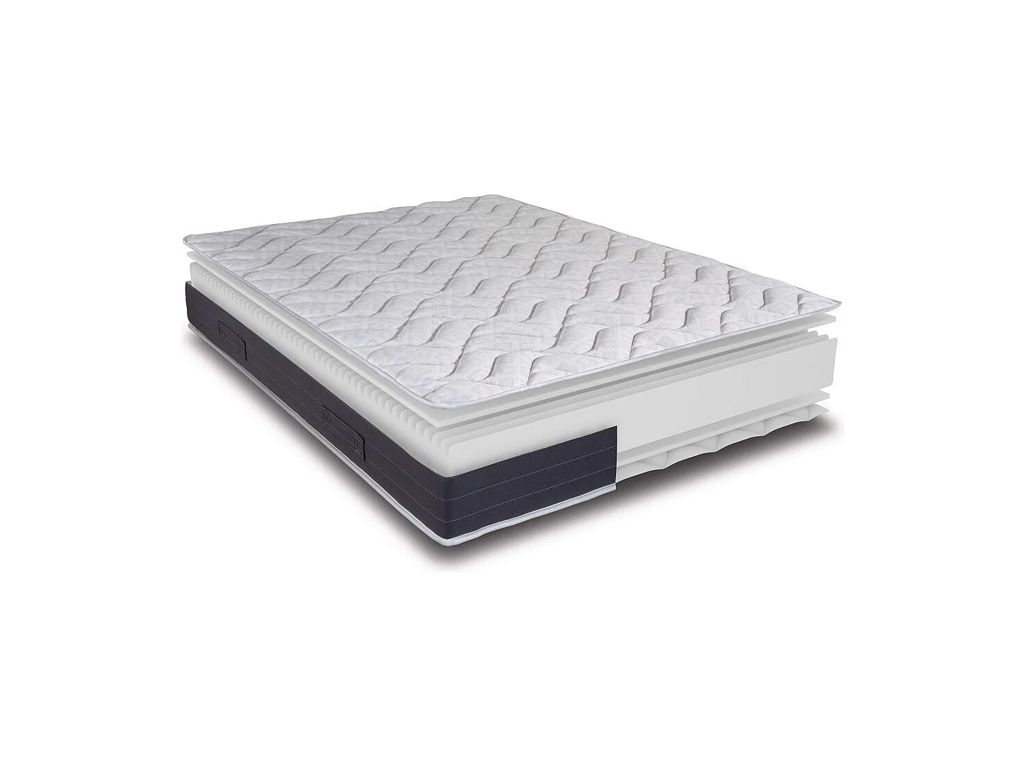 Matelas + sommier tapissier 140x190 Mousse - Melior - Soutien ferme - Simili taupe