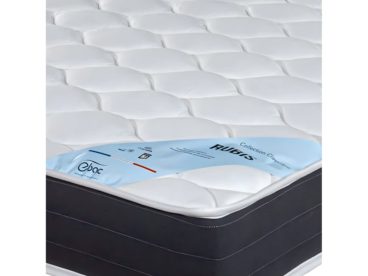 Matelas et sommier 160x200 Ressorts - Rubis - Soutien très ferme - Simili taupe