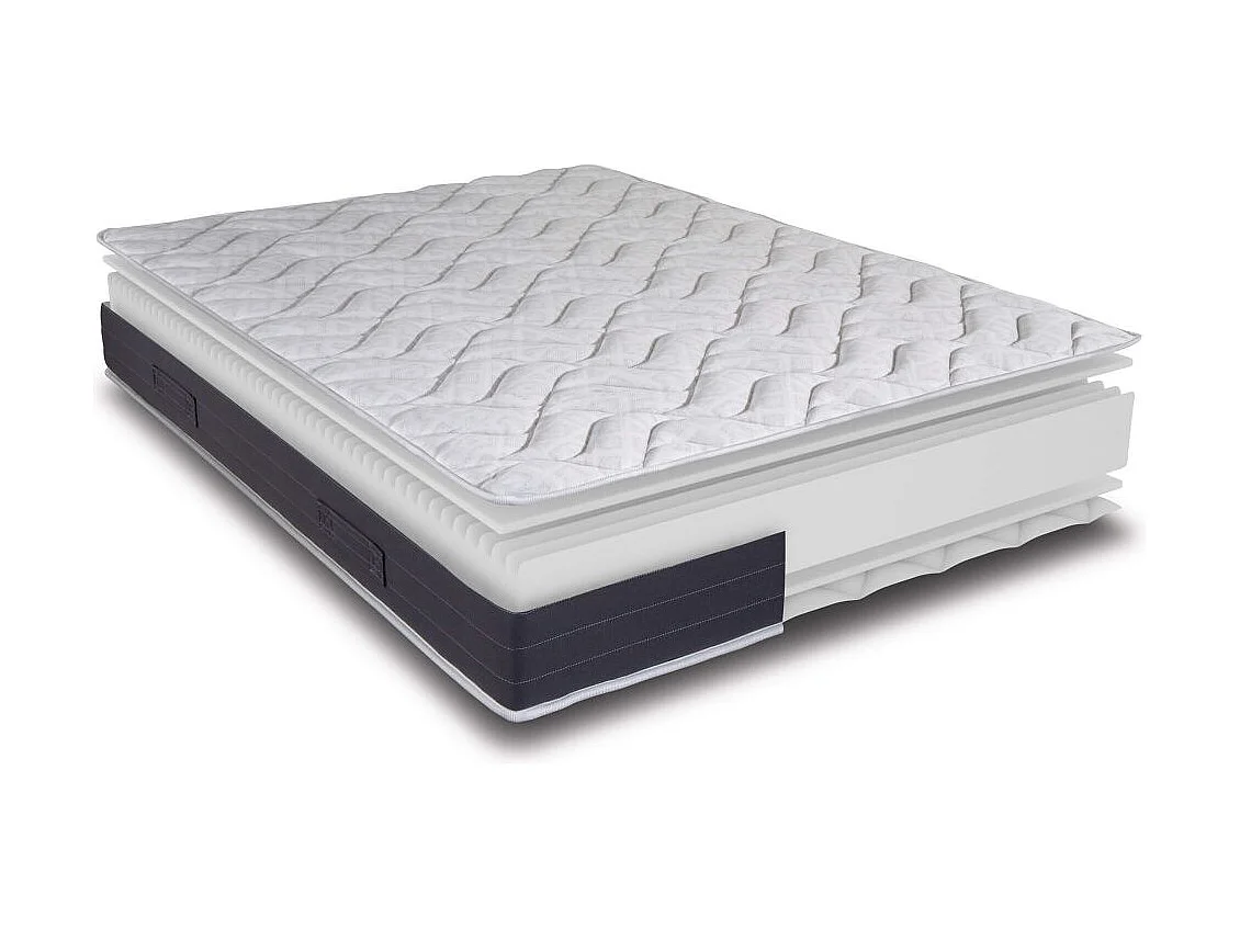Matelas + sommier tapissier 90x200 Mousse - Melior - Soutien ferme - Simili taupe