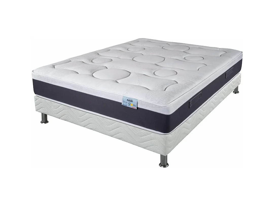 Matelas + sommier tapissier 140x190 Ressorts - Rueda - Soutien ferme - Made in France