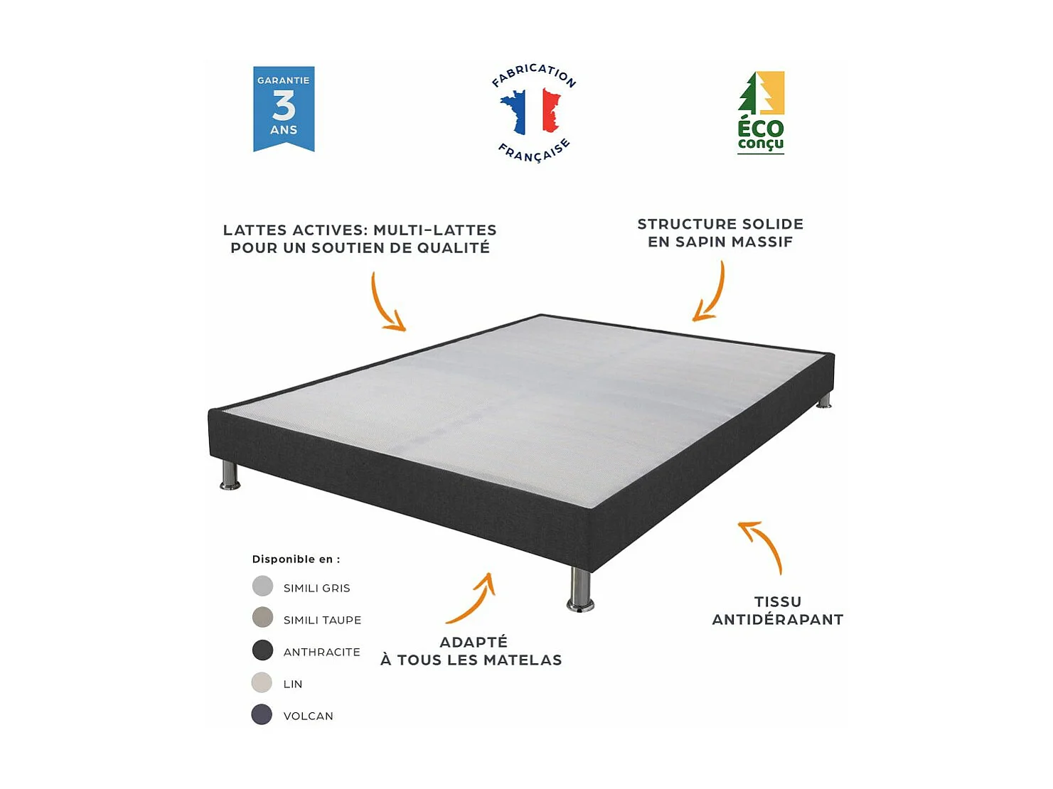 Matelas + sommier tapissier 140x190 Ressorts - Rueda - Soutien ferme - Made in France