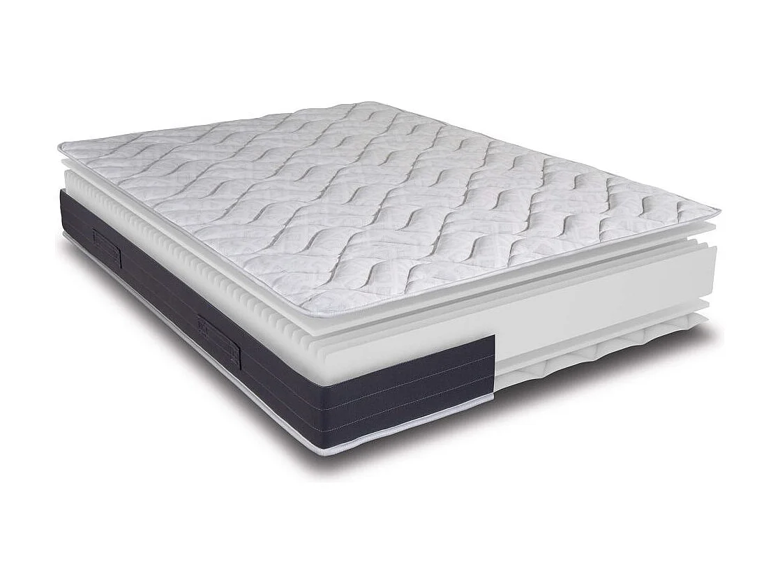 Matelas + sommier tapissier 140x190 Mousse - Melior - Soutien ferme - Blanc