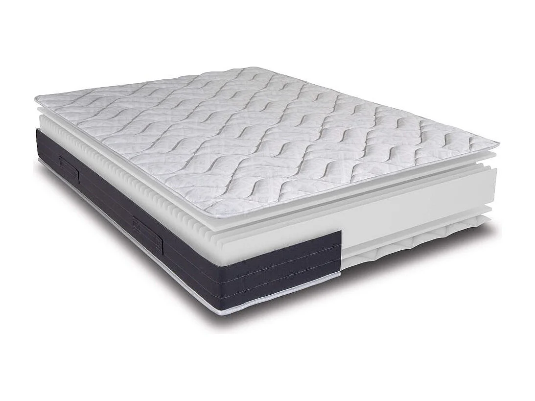 Matelas + sommier tapissier 160x200 Mousse - Melior - Soutien ferme - Simili taupe