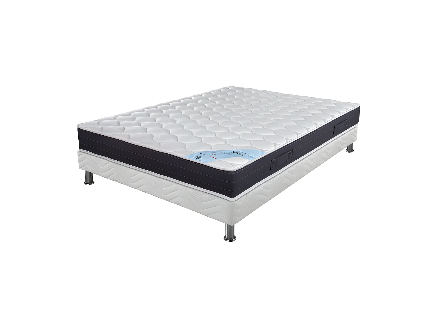 Matelas + sommier tapissier 120x190 Ressorts - Rubis - Soutien très ferme - Blanc