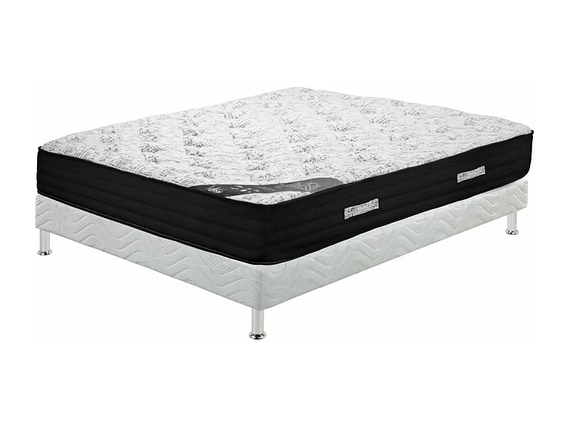 Matelas + sommier tapissier 140x190 Ressorts - Black mattress - Soutien très ferme