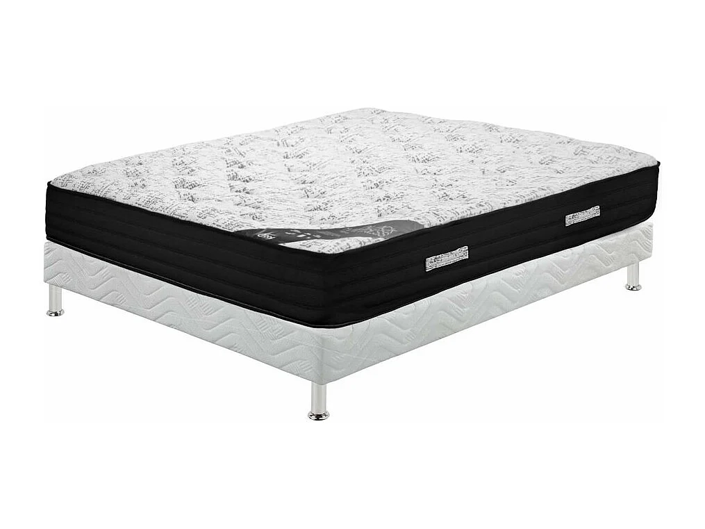 Matelas + sommier tapissier 140x190 Ressorts - Black mattress - Soutien très ferme