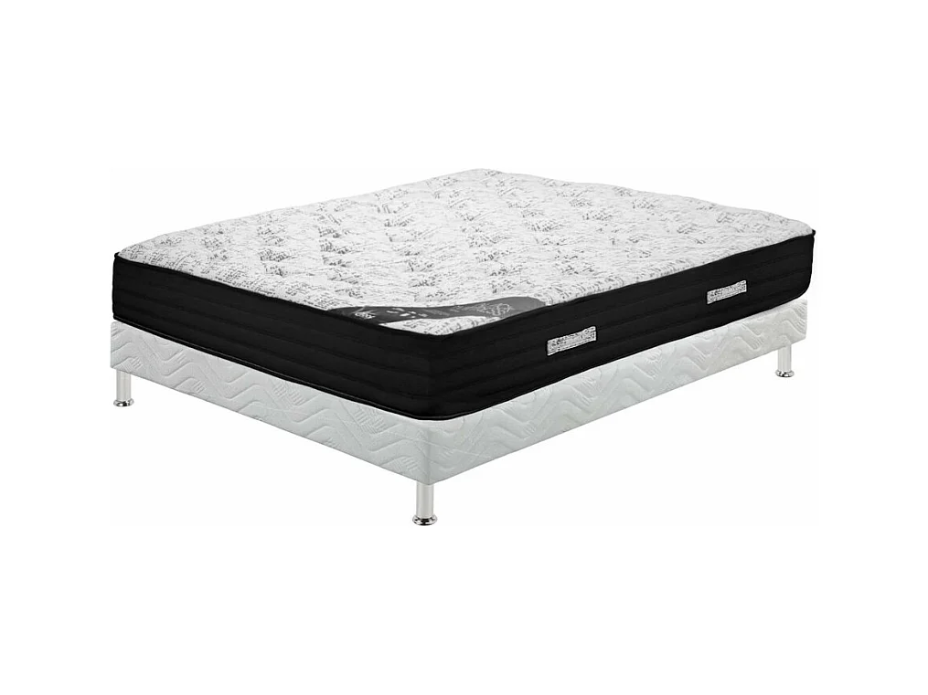 Matelas + sommier tapissier 140x190 Ressorts - Black mattress - Soutien très ferme