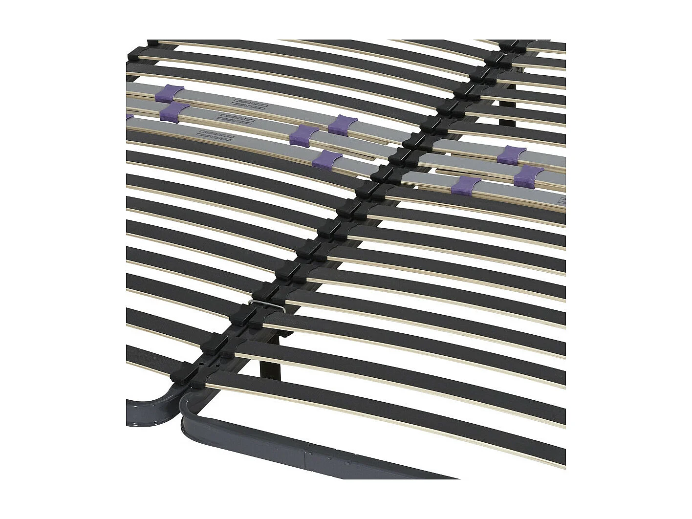 Sommier à lattes + pieds 2x80x200 C223 - 42 lattes bois - Fabrication française