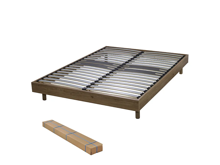 Sommier déco en Kit + pieds - Decokit 36 lattes bois - Chêne Oak - H. 13 cm