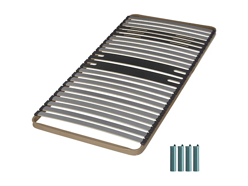 Sommier à lattes + pieds 90x190 C322 - 22 lattes bois - Fabrication française