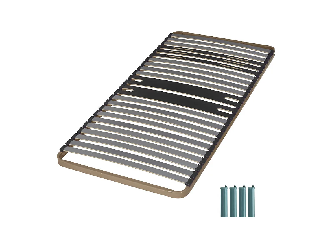 Sommier à lattes + pieds 90x190 C322 - 22 lattes bois - Fabrication française