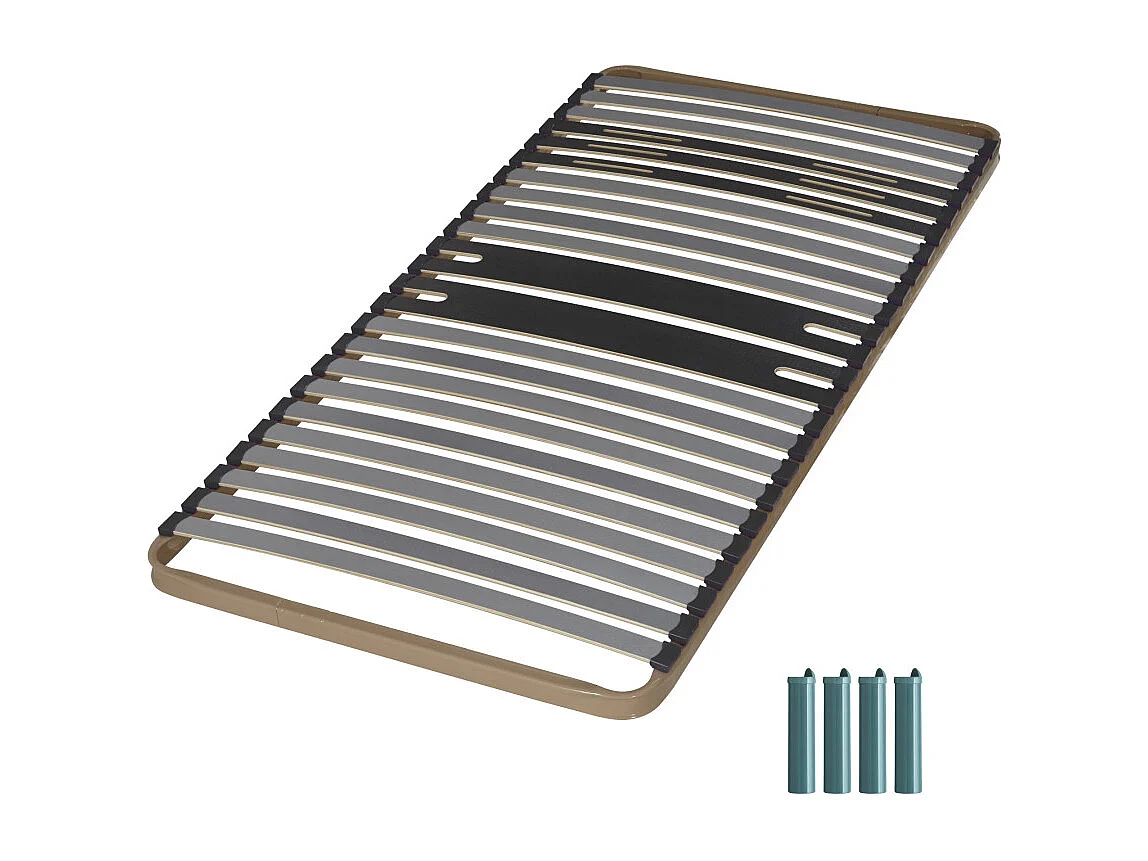 Sommier à lattes + pieds 90x190 C322 - 22 lattes bois - Fabrication française