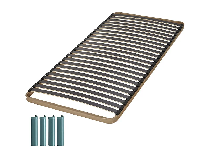 Sommier à lattes + pieds 90x200 Theta - 24 lattes bois - Fabrication française