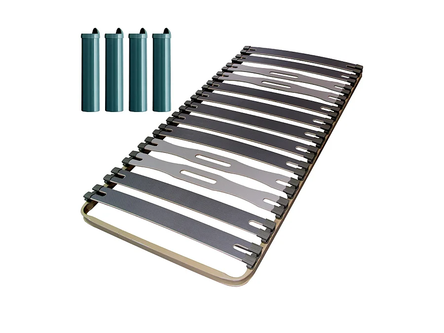 Sommier à lattes + pieds 90x200 Zeta - 13 lattes bois - Fabrication française