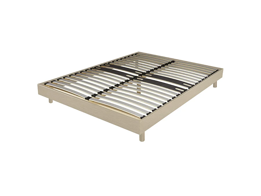 Sommier déco en Kit + pieds 140x190 - Decokit 36 lattes bois - Chêne clair - H. 13 cm