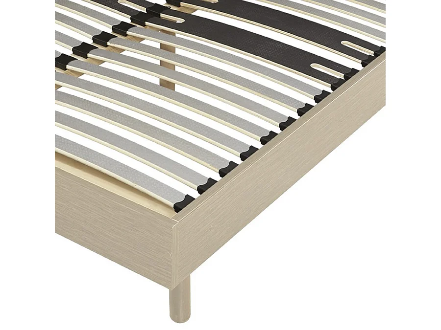 Sommier déco en Kit + pieds 140x190 - Decokit 36 lattes bois - Chêne clair - H. 13 cm