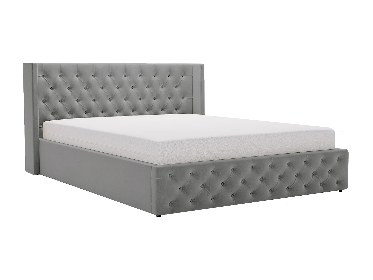 Emporius Rolia lit rembourré 180x200 lit avec rangement, sommier à lattes - lit coffre 180x200 tissu velour Gris clair (Magic Velvet 2218)