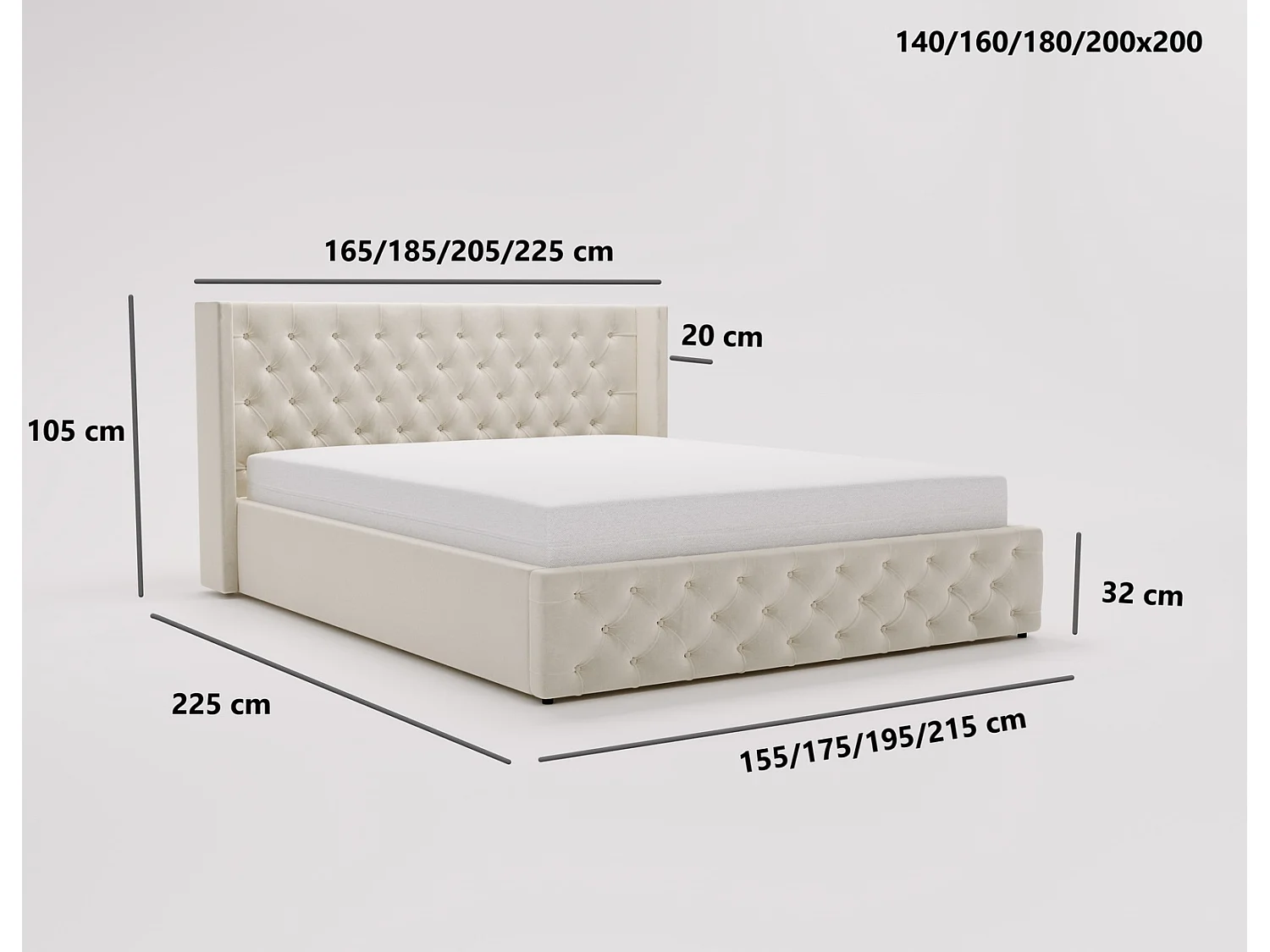 Emporius Rolia lit rembourré 140x200 lit avec rangement, sommier à lattes - lit coffre 140x200 tissu velour Noir (Magic Velvet 2219)