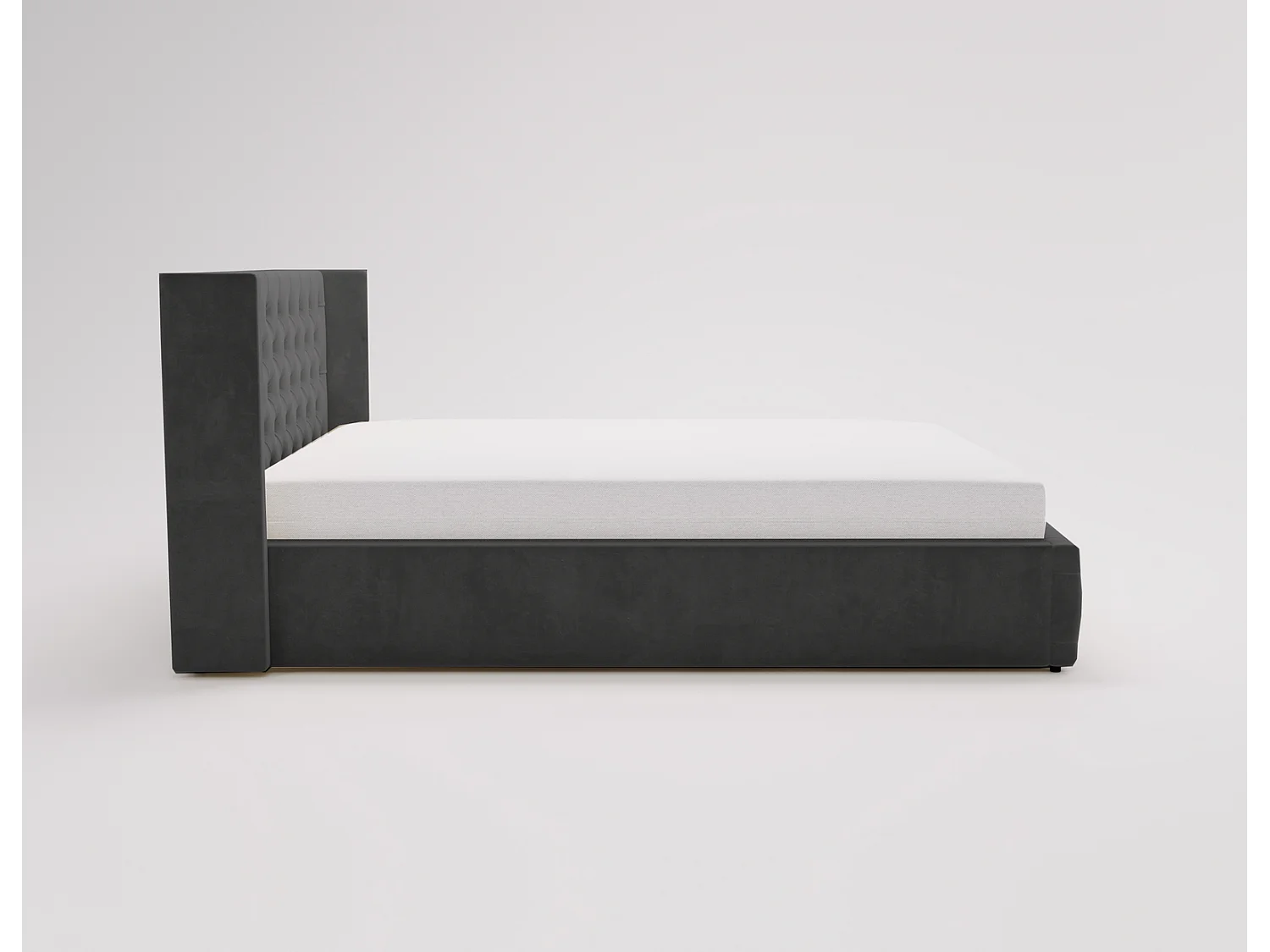 Emporius Rolia lit rembourré 140x200 lit avec rangement, sommier à lattes - lit coffre 140x200 tissu velour Noir (Magic Velvet 2219)