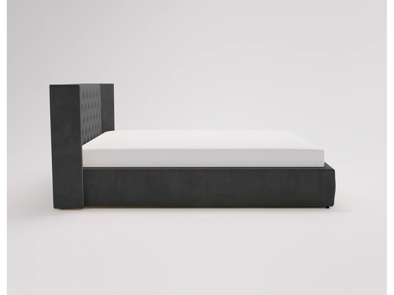Emporius Rolia lit rembourré 140x200 lit avec rangement, sommier à lattes - lit coffre 140x200 tissu velour Noir (Magic Velvet 2219)