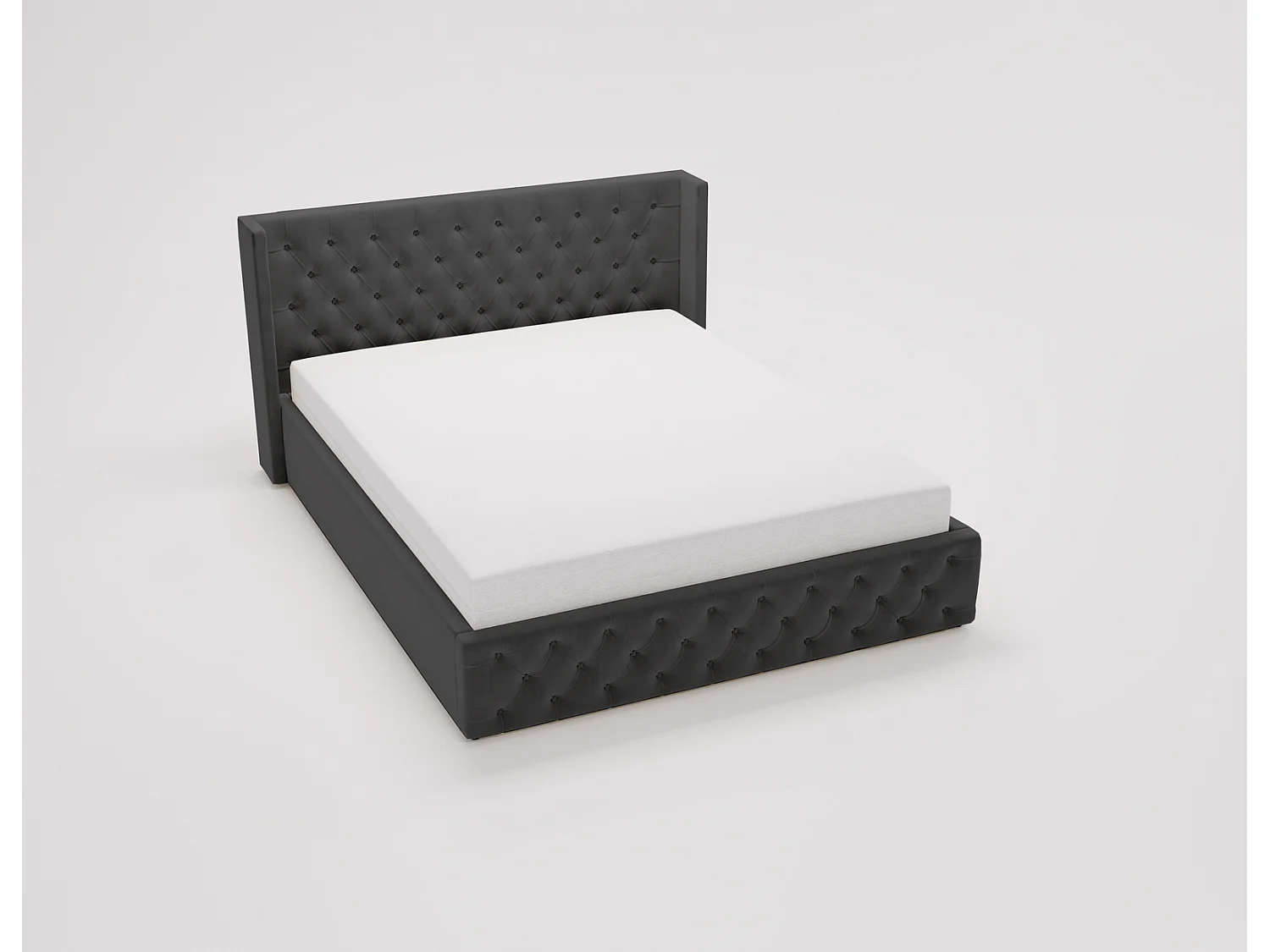 Emporius Rolia lit rembourré 140x200 lit avec rangement, sommier à lattes - lit coffre 140x200 tissu velour Noir (Magic Velvet 2219)