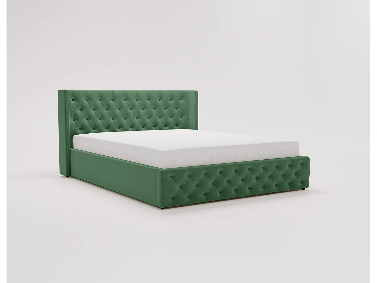 Emporius Rolia bed met opbergruimte 160x200 - tweepersoonsbed 160x200 gestoffeerd bed fluwelen Groen (Magic Velvet 2225)