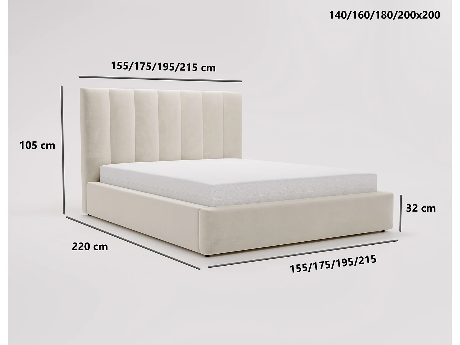 Emporius Velor Polsterbett 180x200 mit Bettkasten, Doppelbett, Kopfteil, Samtstoff, Bett Schwarz (Magic Velvet 2219)