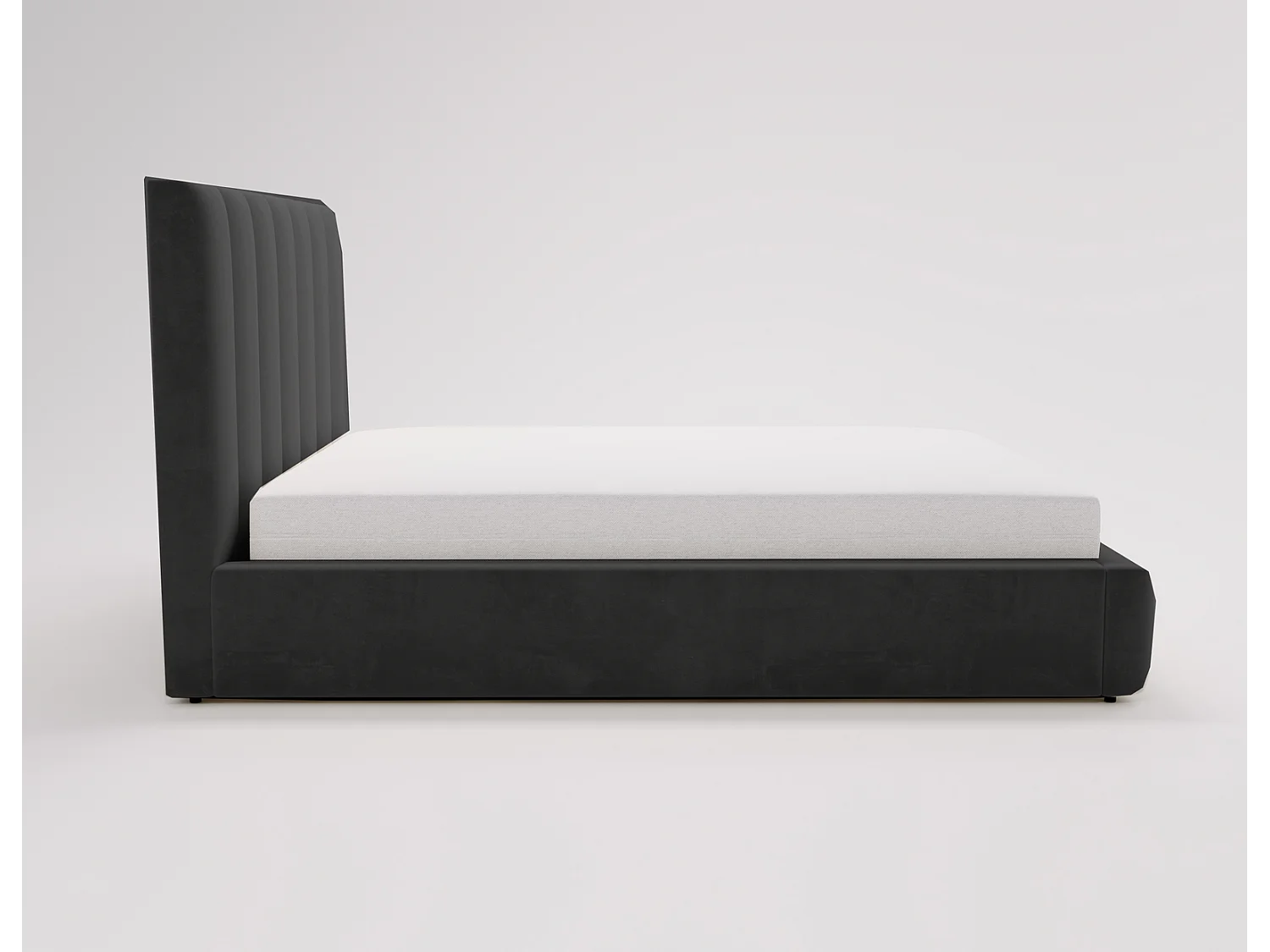 Emporius Velor Polsterbett 180x200 mit Bettkasten, Doppelbett, Kopfteil, Samtstoff, Bett Schwarz (Magic Velvet 2219)