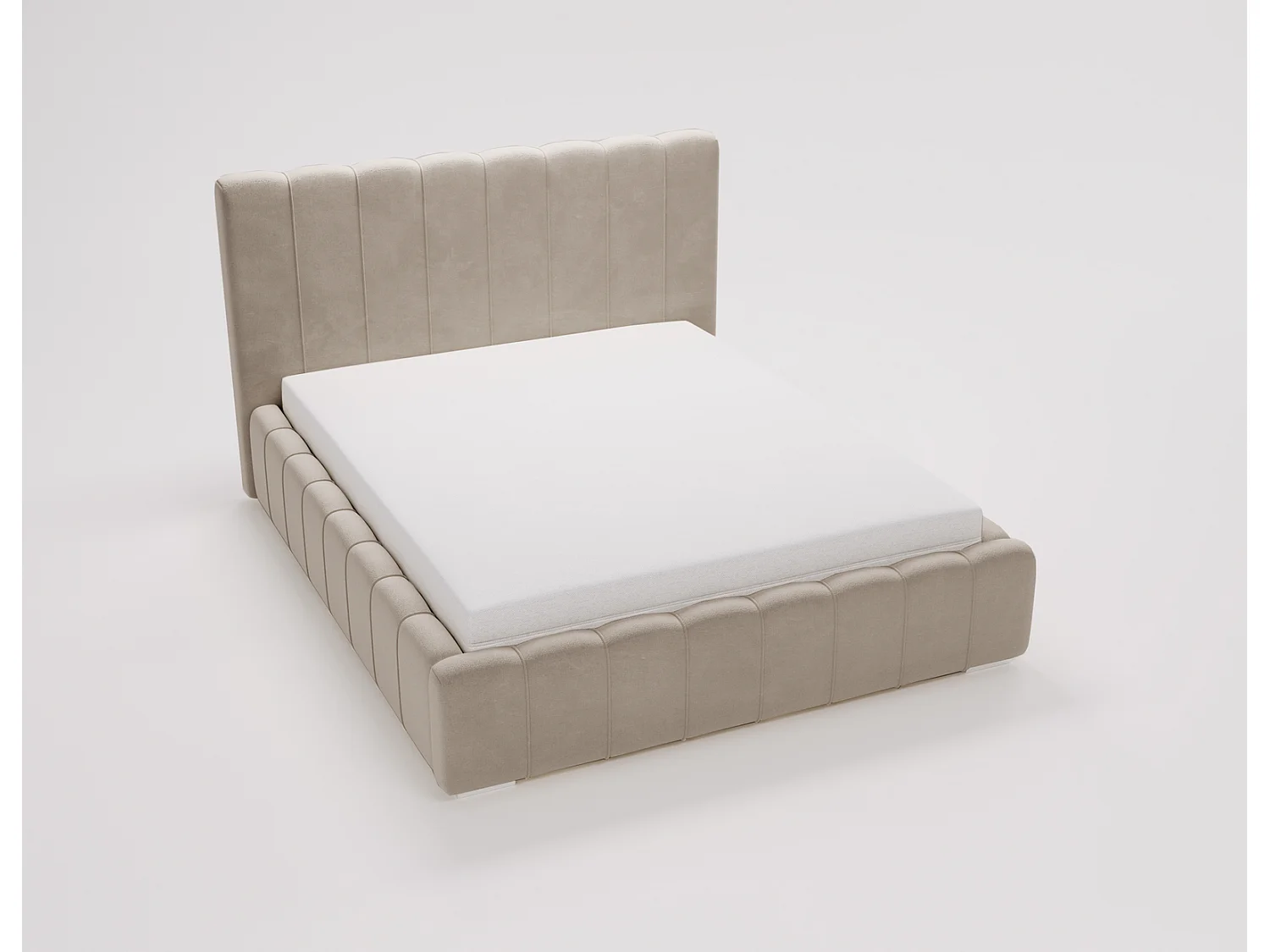 Emporius Lisbon gestoffeerd bed 180x200 met opbergruimte - bed 180x200, tweepersoonsbed fluwelen Beige (Komodo 11)