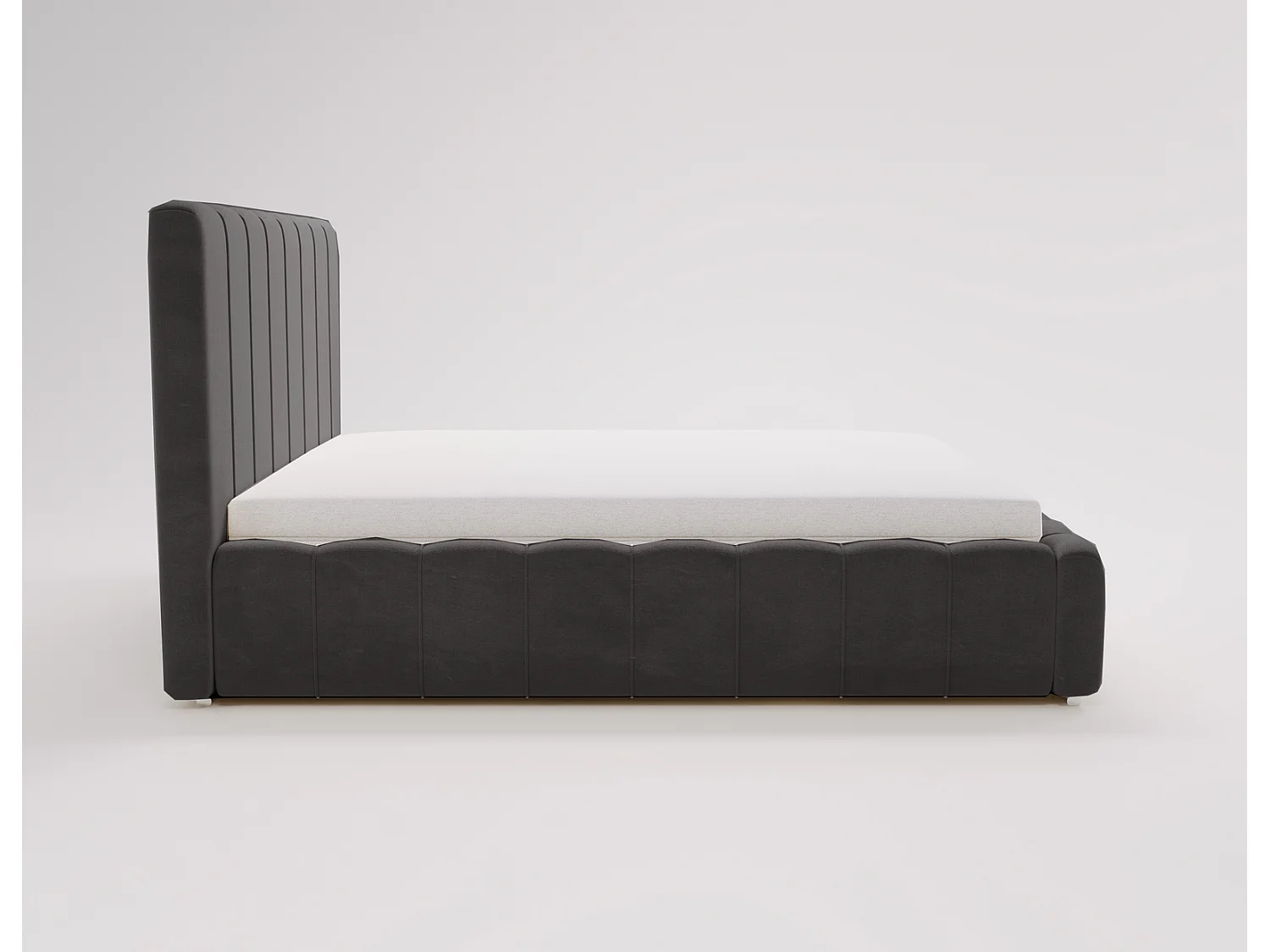 Emporius Lisbon lit avec rangement, lit adulte 160x200 sommier à lattes - lit coffre 160 x 200 - tissu velour Noir (Komodo 23)