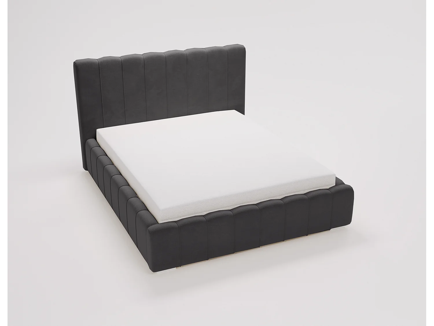 Emporius Lisbon Polsterbett mit Bettkasten, Doppelbett 160x200 Samtstoff, velvet, Bett Schwarz (Komodo 23)