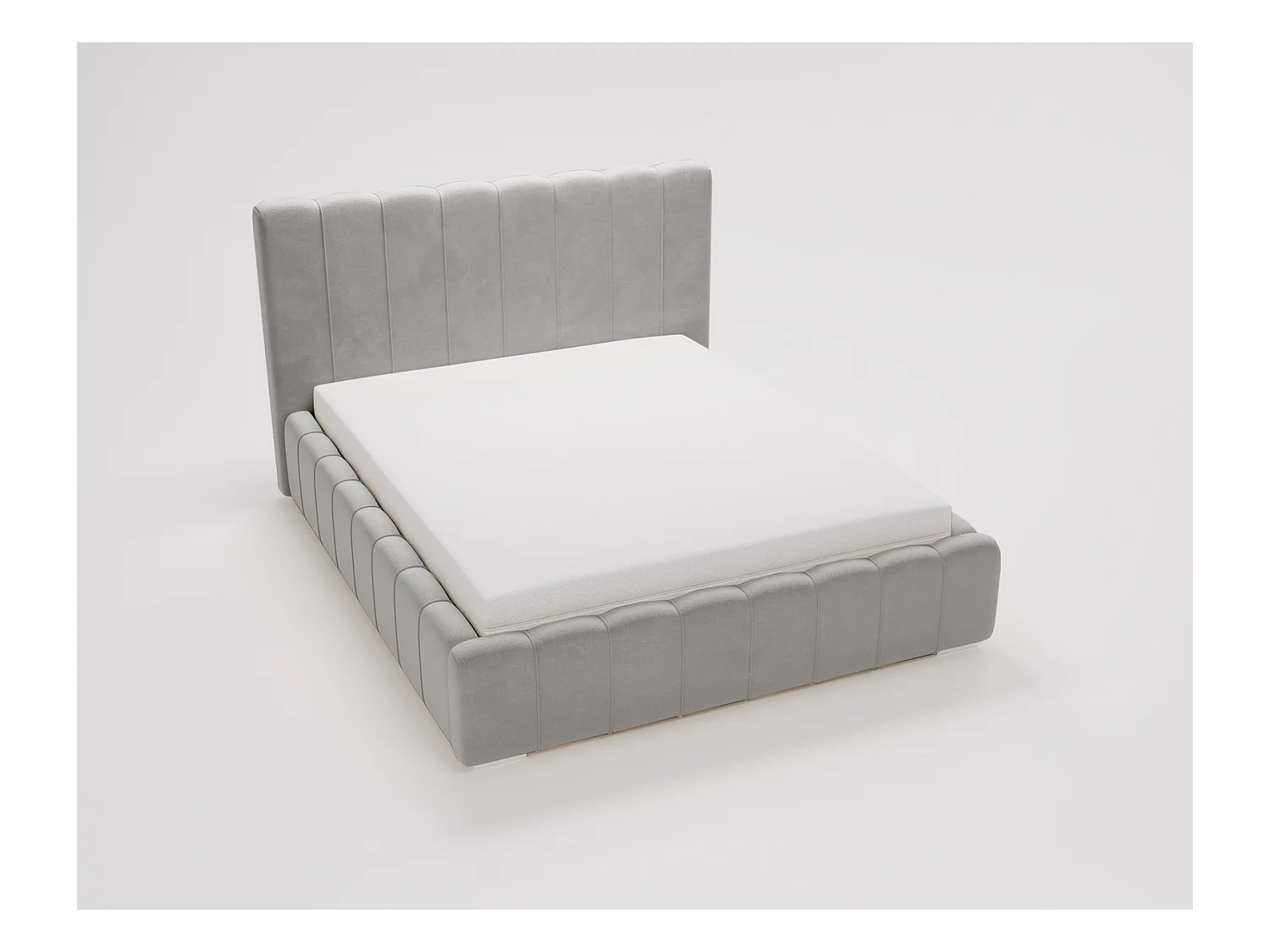 Emporius Lisbon lit avec rangement, lit adulte 160x200 sommier à lattes - lit coffre 160 x 200 - tissu velour Gris clair (Komodo 20)