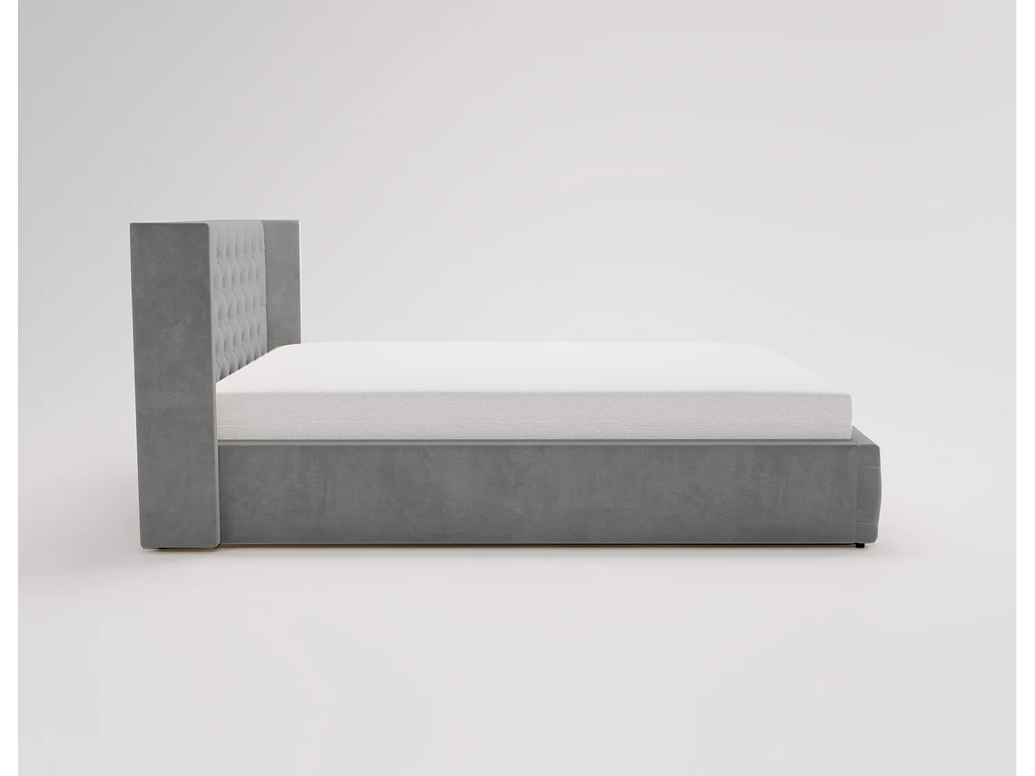 Emporius Rolia lit rembourré 200x200 lit avec rangement, sommier à lattes - lit coffre 200x200 tissu velour Gris (Magic Velvet 2217)