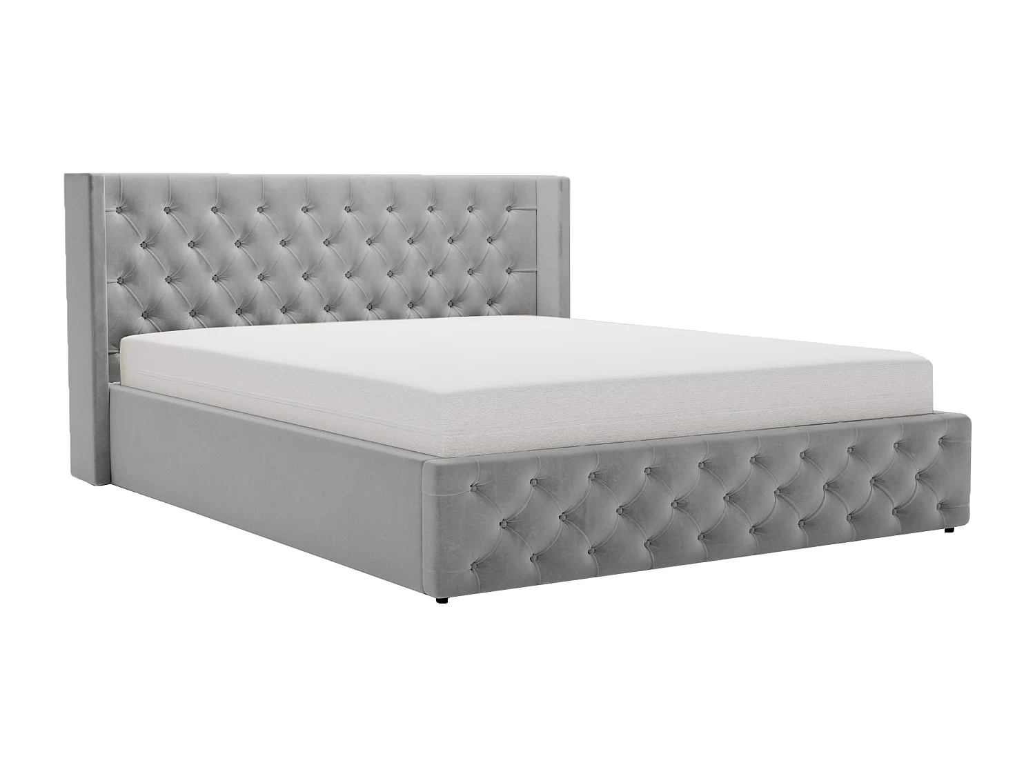 Emporius Rolia lit rembourré 200x200 lit avec rangement, sommier à lattes - lit coffre 200x200 tissu velour Gris (Magic Velvet 2217)