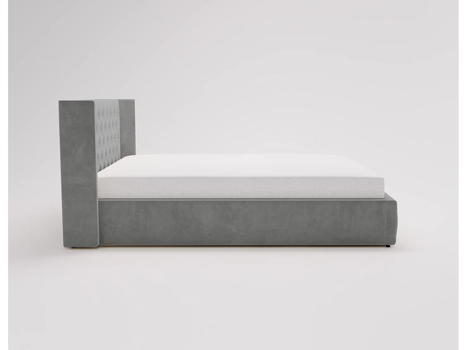 Emporius Rolia lit rembourré 200x200 lit avec rangement, sommier à lattes - lit coffre 200x200 tissu velour Gris (Magic Velvet 2217)