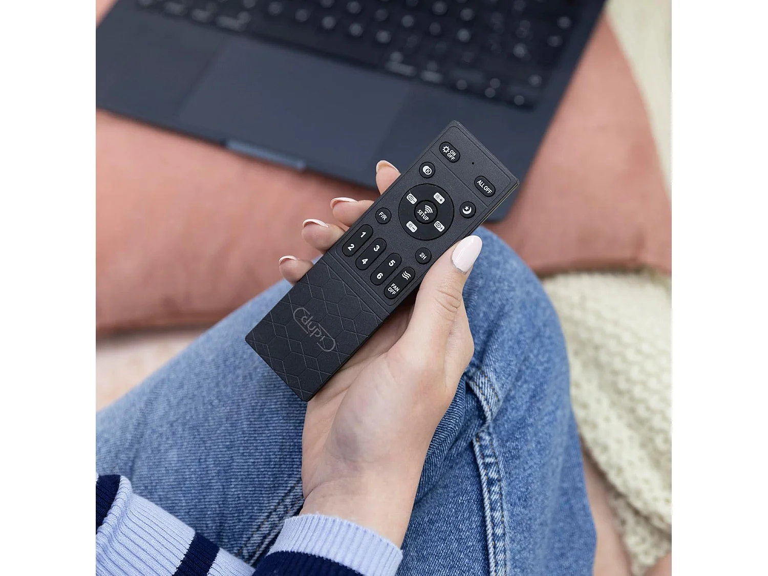 DUPI Ventilador de Techo con Luz LED TURBO AIR |  6 Velocidades | Control Remoto y App |Modo Invierno/Verano | PVC | Haya