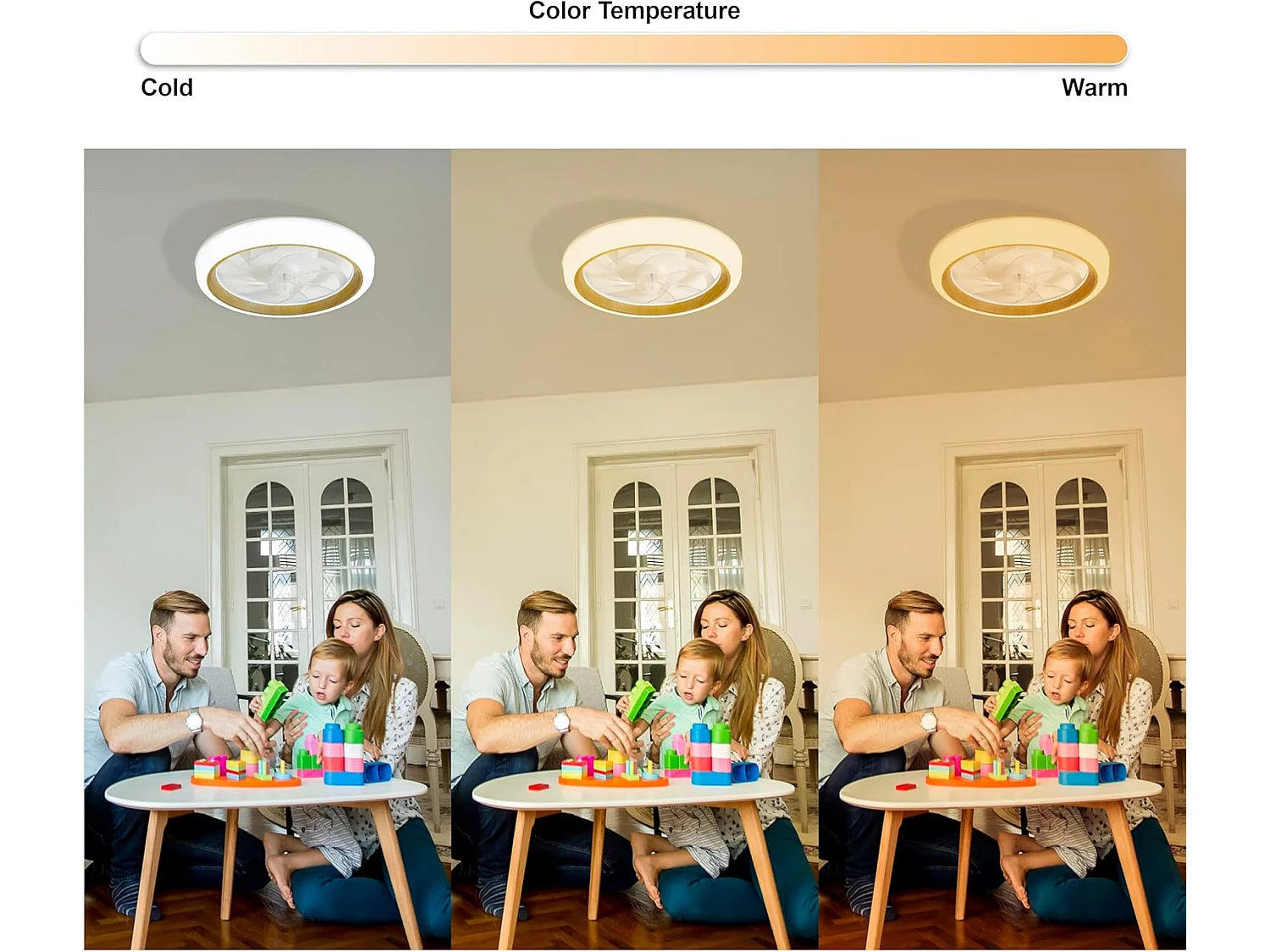 DUPI Ventilador de Techo con Luz LED TURBO AIR |  6 Velocidades | Control Remoto y App |Modo Invierno/Verano | PVC | Haya