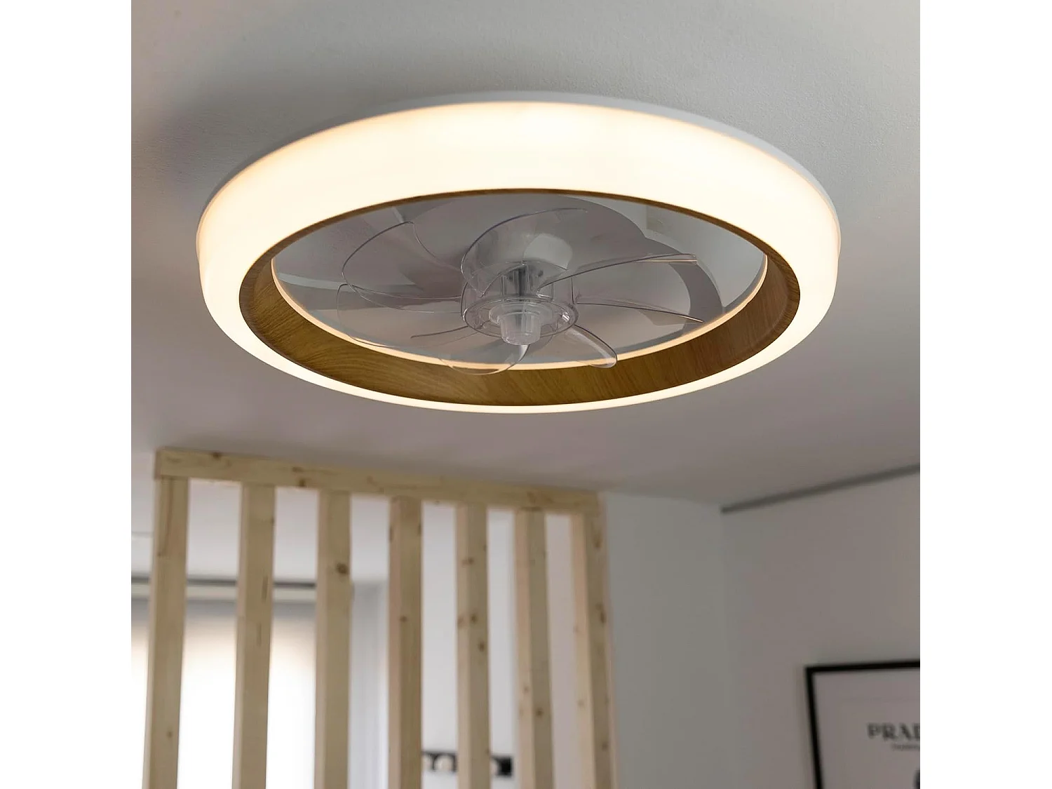 DUPI Ventilador de Techo con Luz LED TURBO AIR |  6 Velocidades | Control Remoto y App |Modo Invierno/Verano | PVC | Haya